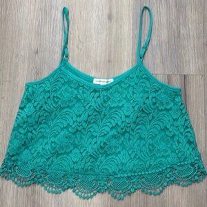 Teal Lace Women Crop Top